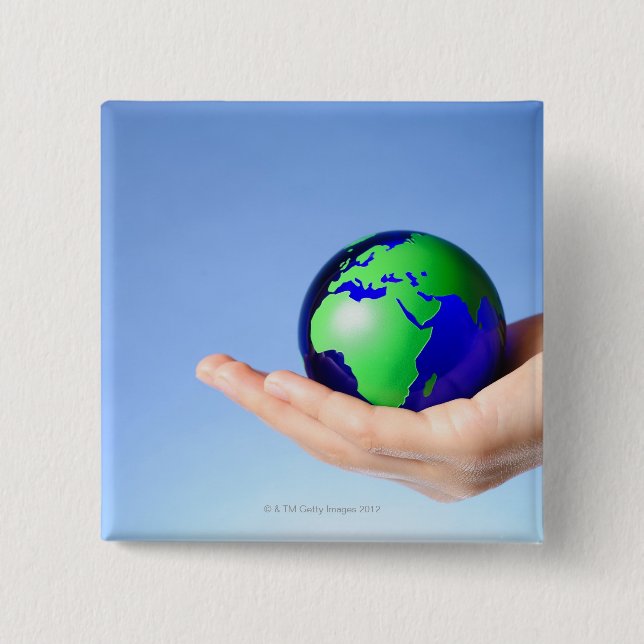 Chapa Cuadrada El mundo verde en la mano (Anverso)