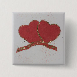 Chapa Cuadrada El oro del corazón rojo destella a Valentine