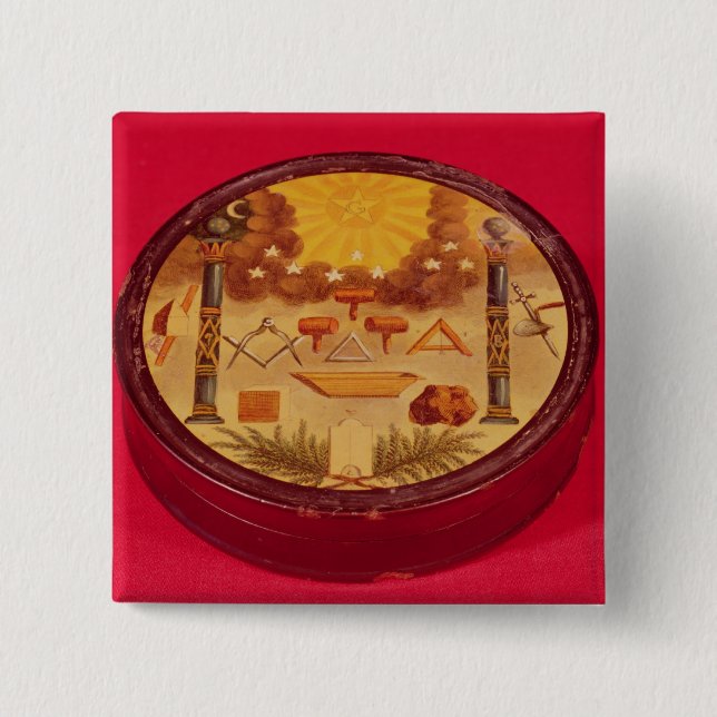 Chapa Cuadrada El óvalo pintó la caja, con símbolos del (Anverso)