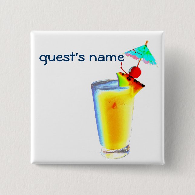 Chapa Cuadrada El paraguas del cóctel bebe la insignia conocida (Anverso)