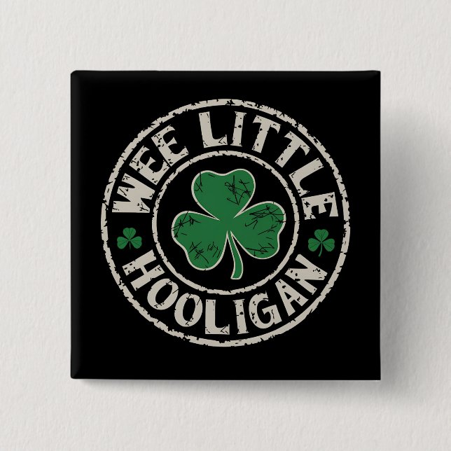 Chapa Cuadrada El pequeño Hooligan Shamrock St Patrick's Day (Anverso)