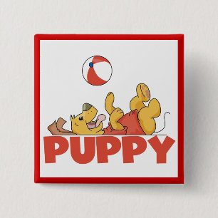 Chapa Cuadrada El perrito juega las camisetas y los regalos