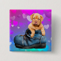 Chapa Cuadrada El perro del corazón del amor de Burdeos cachorro