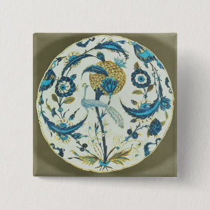 Chapa Cuadrada El plato de Iznik pintado con un pavo real se