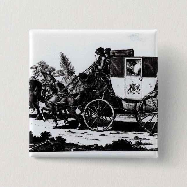Chapa Cuadrada El primer coche de correo, 1784 (Anverso)