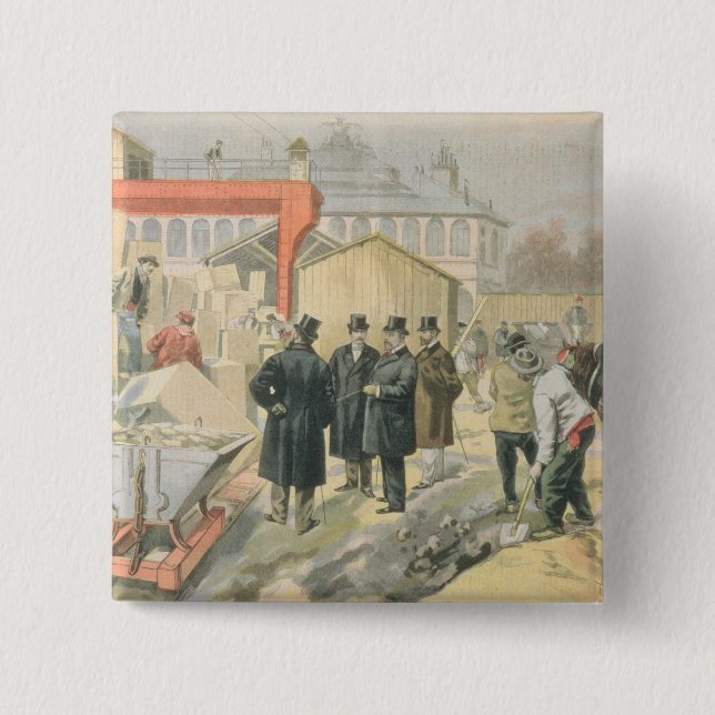 Chapa Cuadrada El Príncipe de Gales que visita el edificio (Anverso)