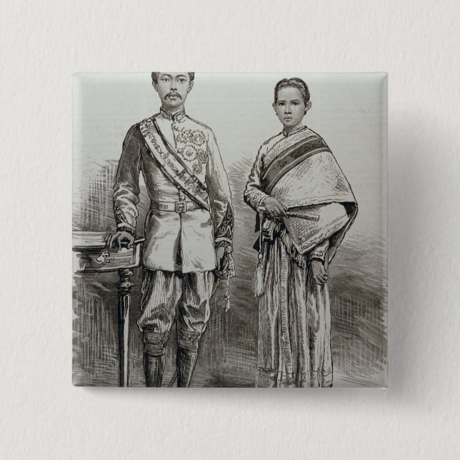 Chapa Cuadrada El rey y la reina de Tailandia (Anverso)
