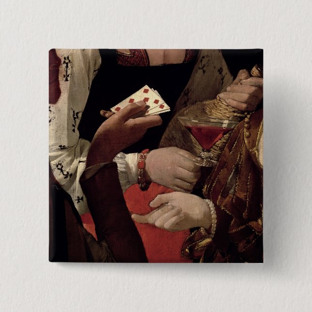 Chapa Cuadrada El tramposo con el as de diamantes, detalle del (Anverso)