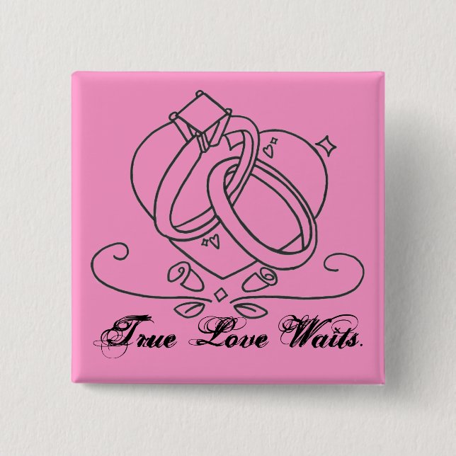 Chapa Cuadrada El Verdadero Amor Espera. (Anverso)