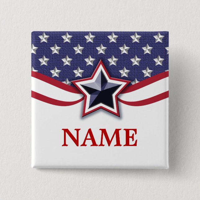 Chapa Cuadrada Election Campaign Pin Template Stars Stripes (Anverso)