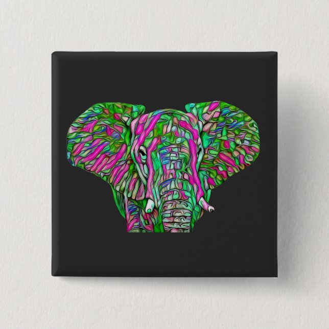 Chapa Cuadrada Elefante colorido (Anverso)