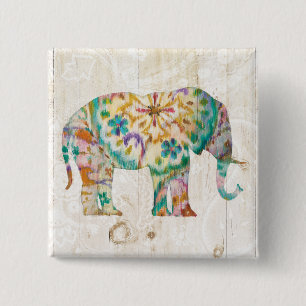 Chapa Cuadrada Elefante de Boho Paisley I