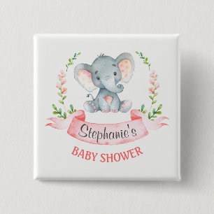Chapa Cuadrada Elefante de color agua Baby Shower Chica