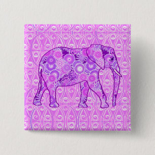 Chapa Cuadrada Elefante de remolino fractal - púrpura y orquídea