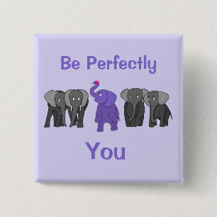 Chapa Cuadrada Elefante morado personalizado "Sé perfecto contigo