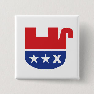 Chapa Cuadrada Elefante muerto republicano contra Trump