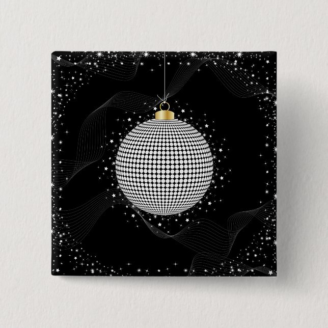 Chapa Cuadrada Elegant Disco Ball Christmas Ornament (Anverso)