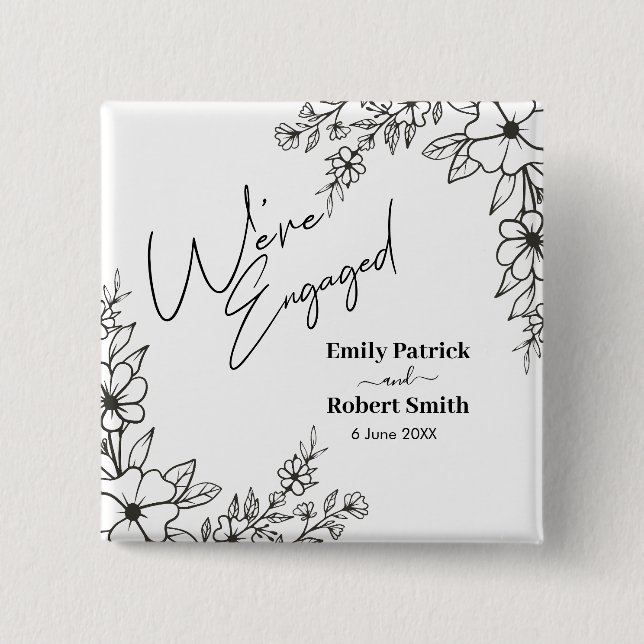 Chapa Cuadrada Elegant Typography we're engaged (Anverso)