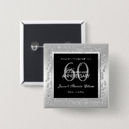 Chapa Cuadrada Elegante aniversario de Boda de diamantes plateado