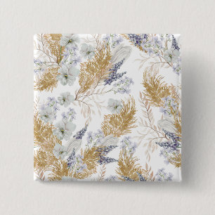 Chapa Cuadrada Elegante Floral Acuarela de Lavanda y Pampas