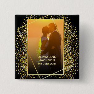 Chapa Cuadrada Elegante foto de pareja de Purpurinas de Valentine