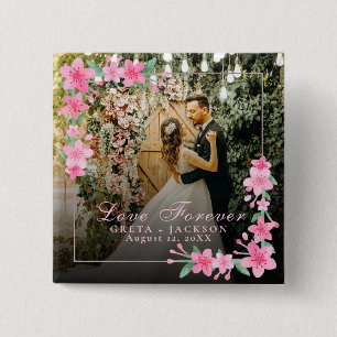 Chapa Cuadrada Elegante foto romántica feliz Día de San Valentín