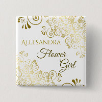 Elegante Gold Filigree Flor Boda Etiqueta de nombr