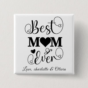 Chapa Cuadrada Elegante guión de mejor personalizado blanco negro