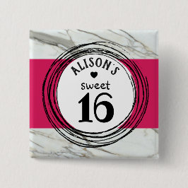 Chapa Cuadrada Elegante mármol, moderno pin chica adolescente de