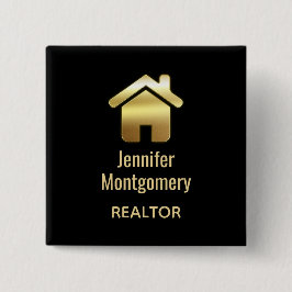 Chapa Cuadrada Elegante Símbolo de la Casa de Oro Diseño Inmobili