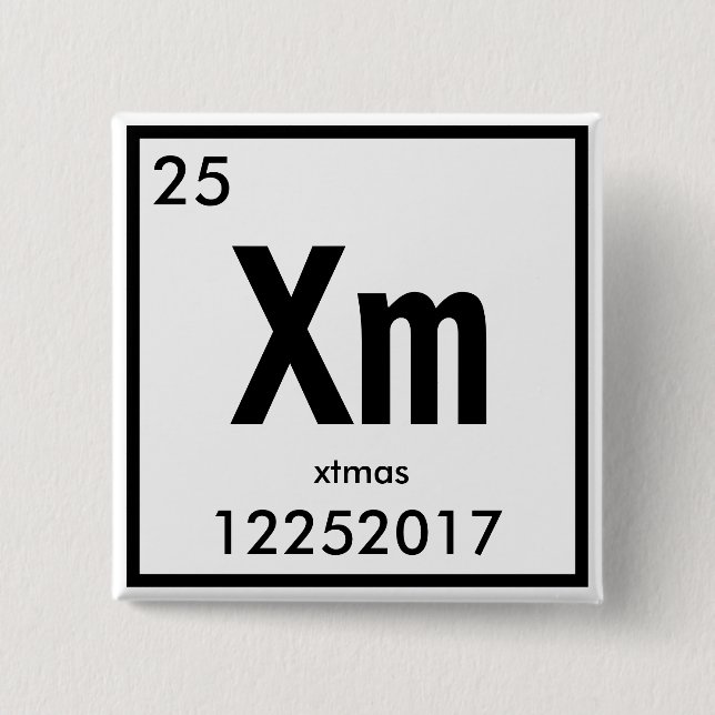 Chapa Cuadrada elemento químico en forma de navidad (Anverso)