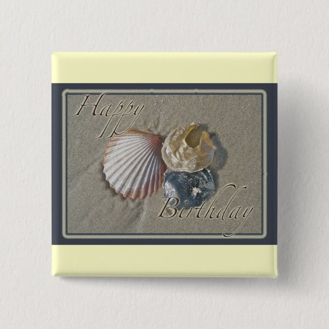 Chapa Cuadrada Elementos de coordinación de Seashells Happy Birth (Anverso)