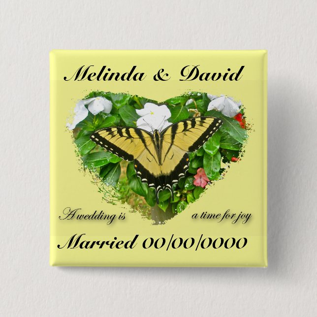 Chapa Cuadrada Elementos de mariposa de cola Swallowtail boda (Anverso)