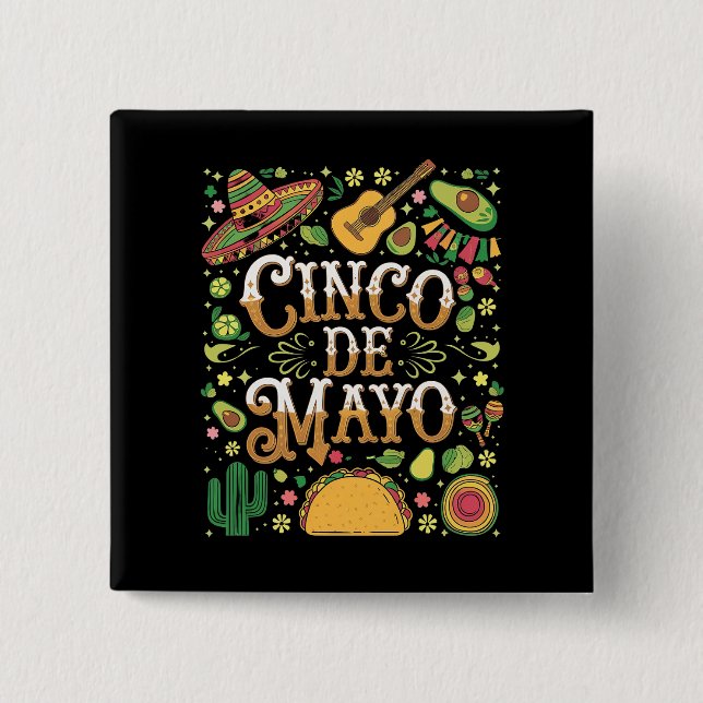 Chapa Cuadrada Elementos Divertidos de Fiesta para Cinco De Mayo (Anverso)