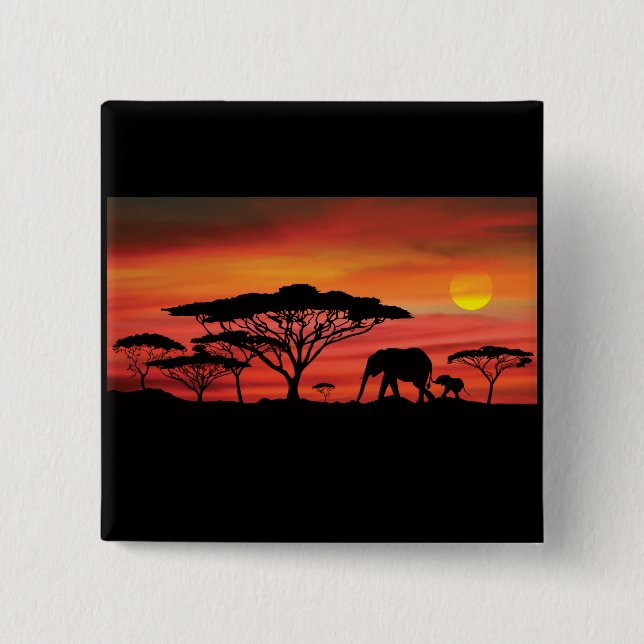 Chapa Cuadrada Elephant Sunset (Anverso)
