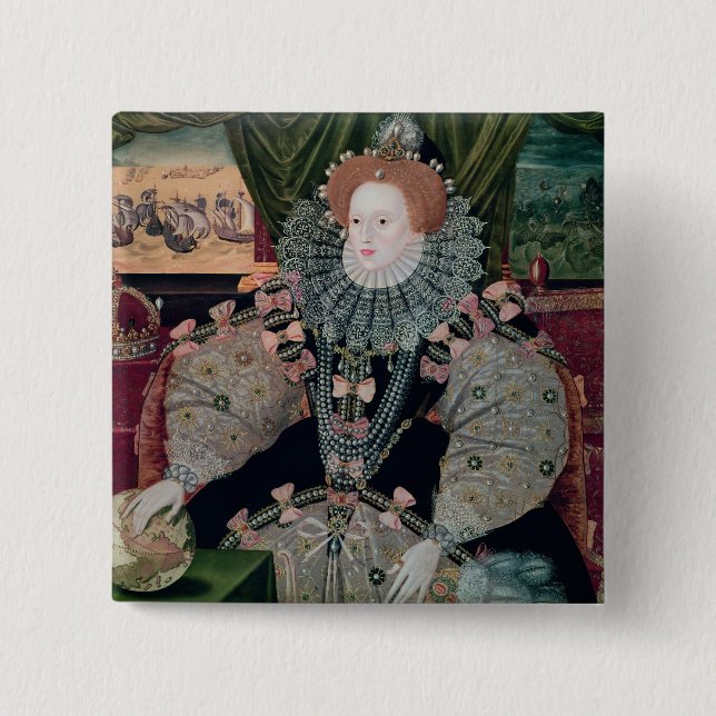 Chapa Cuadrada Elizabeth I, retrato de la armada, c.1588 (Anverso)