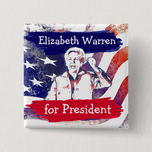 Chapa Cuadrada Elizabeth Warren para las elecciones presidenciale