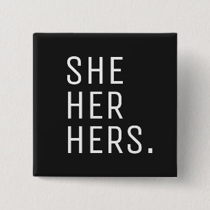 Chapa Cuadrada Ella Su Pronoun