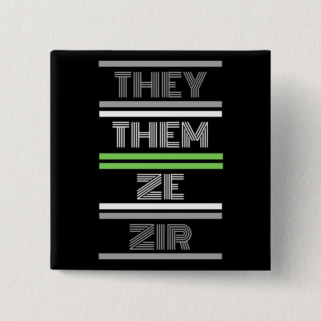 Chapa Cuadrada Ellos / Ze Agender Pronoun Pin (Anverso)
