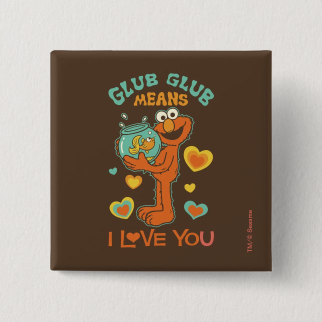 Chapa Cuadrada Elmo Holding a su Mascota Goldfish (Anverso)