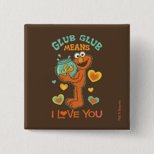 Chapa Cuadrada Elmo Holding a su Mascota Goldfish