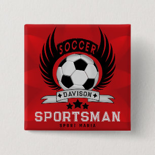 Chapa Cuadrada Emblema de fútbol personalizado con balón y alas