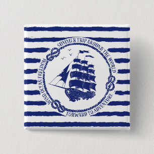 Chapa Cuadrada Emblema náutico con el velero