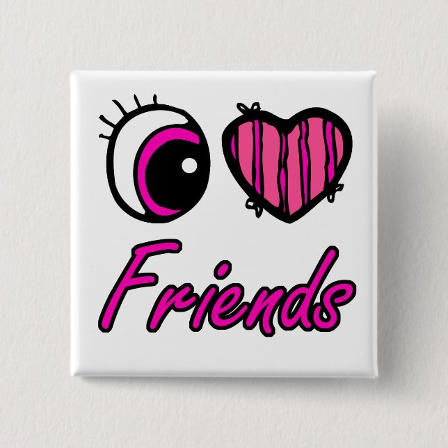 Chapa Cuadrada Emo Eye Oye Heart I Love Friends (Anverso)