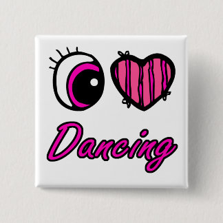 Chapa Cuadrada Emo Ojo Corazón Me Encanta Bailar