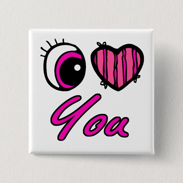 Chapa Cuadrada Emo Ojo Corazón Te Amo (Anverso)