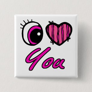 Chapa Cuadrada Emo Ojo Corazón Te Amo