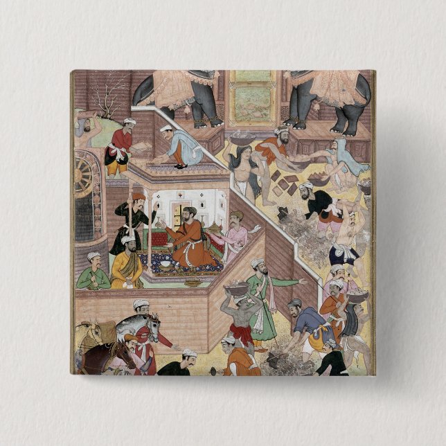 Chapa Cuadrada Emperador Akbar (r.1556-1605) que examina el (Anverso)
