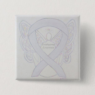 Chapa Cuadrada Emphysema Awareness Angel Pearl Ribbon Personaliza