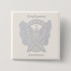 Chapa Cuadrada Emphysema Awareness Angel Pearl Ribbon Personaliza